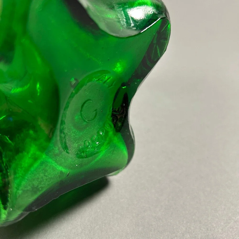 Vintage Green Glass Antique Car Decanter Made in Italy Depose Barware Stopper
